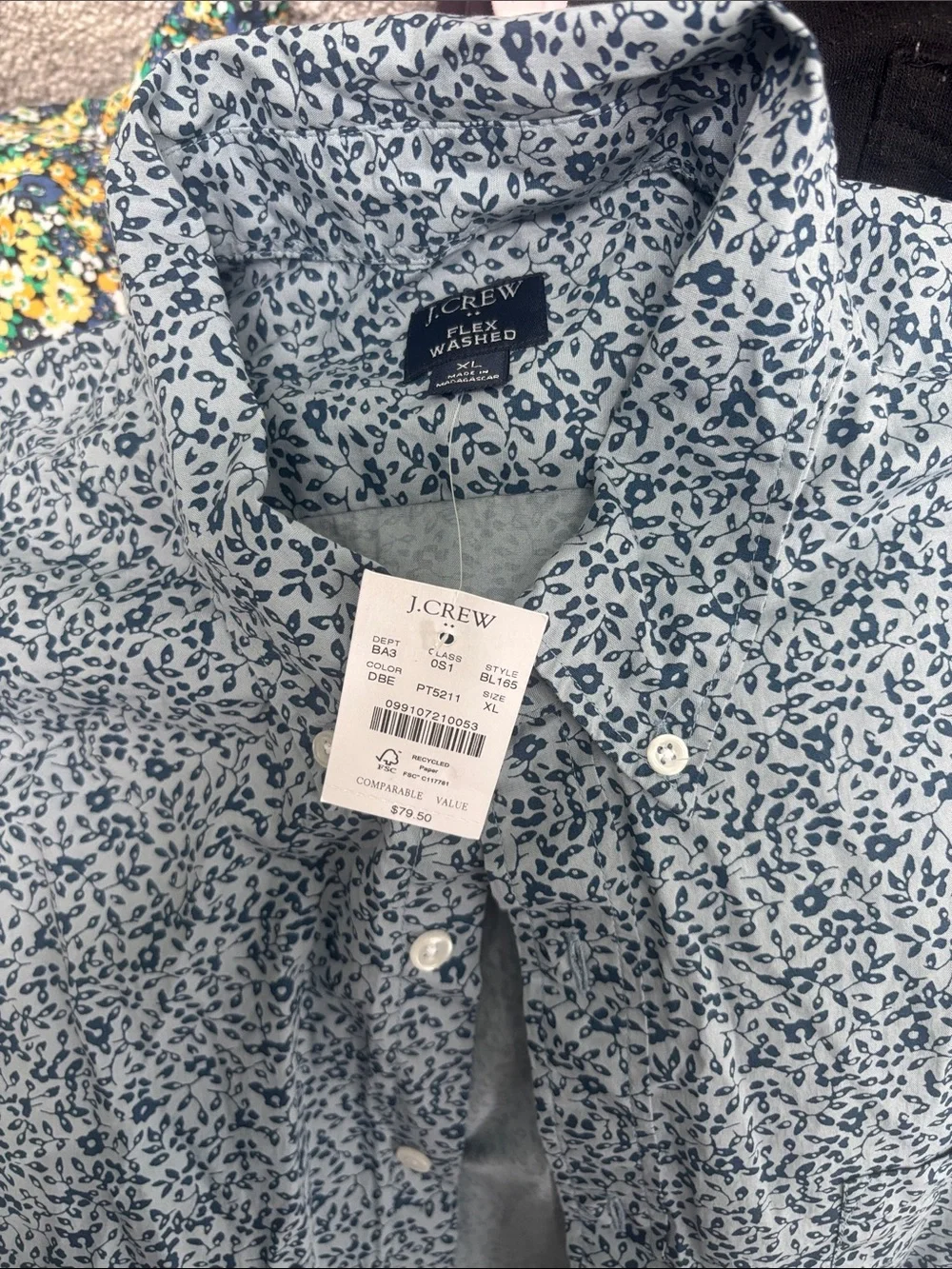 J. Crew Light Blue and Navy Micro Floral Button-Down Shirt